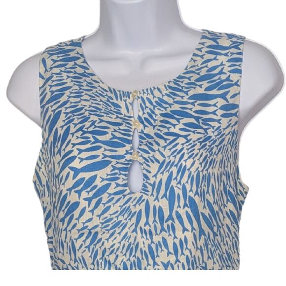 Island Company Linen Shift Dress Coastal Resort Preppy Nautical Old Money - Picture 2 of 6